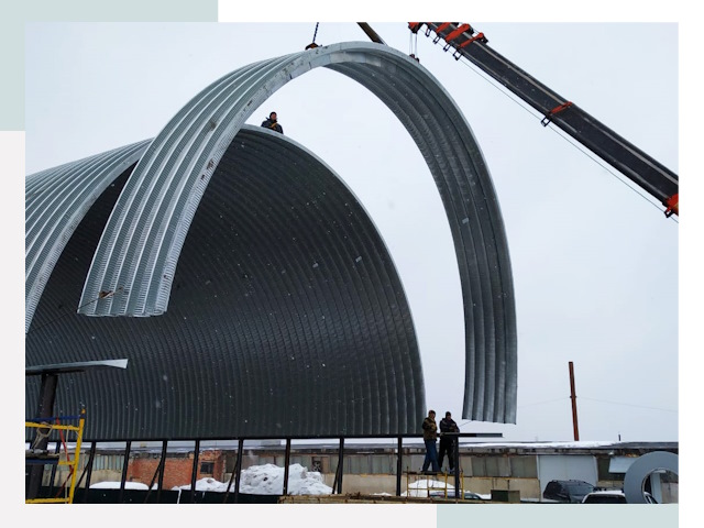 Полукруглые ангары в Учалах